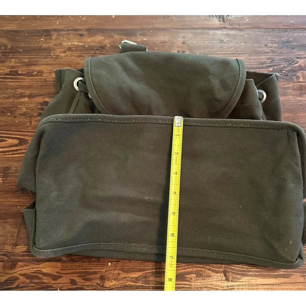 BAGGU Drawstring 100% Recycled Cotton Green Canvas Backpack Hike School Travel - Picture 8 of 9